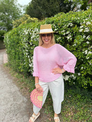 Pink Ruffle Sleeve Knit Alexis