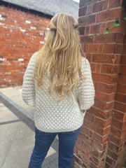 Antique Cream Diamond Pattern Shimmer Knit Chloe