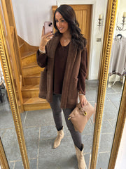 Chocolate Sherpa Textured Gilet