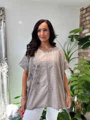 Mocha Embroidered Top Zella