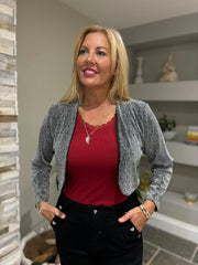 Silver Sparkle Diamante Cropped Jacket Zoe