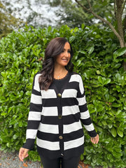Monochrome Stripe Cardigan Chloe