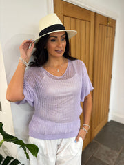 Lilac Short Sleeve Loose Knit Kirsty