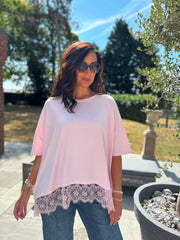 Pink Lace Hem Tee Beryl