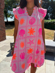 Pink Bubble Cotton Beach Days Dress Cindy