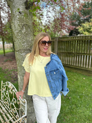 Lemon Net Sleeve Applique Tee Gemma