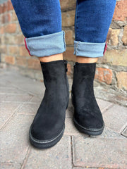 Black Buckle Wedge Boots
