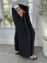 Black Embroidered Detail Trousers Tilly