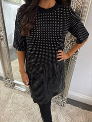 Black Studded Knit Dress Serena