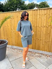 Charcoal Shorts Leisure Set Amber