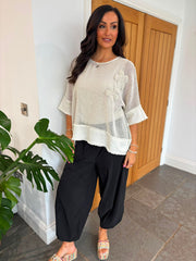 Black Barrel Leg Pocket Front Trousers