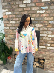 Cream Floral Songbird Print Shirt Aubree