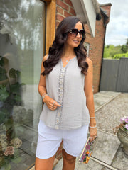 Grey Flower Detail Vest Nina