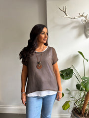 Chocolate Layered Net Top Elise