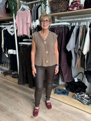 Dark Mocha Textured Sleeveless Top Corrina