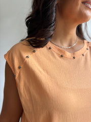 Orange Star Embellished Top Esther
