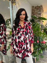 Wine Large Brushed Leopard Tunic Gloria