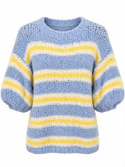 Blue Striped Popcorn Knit Dora