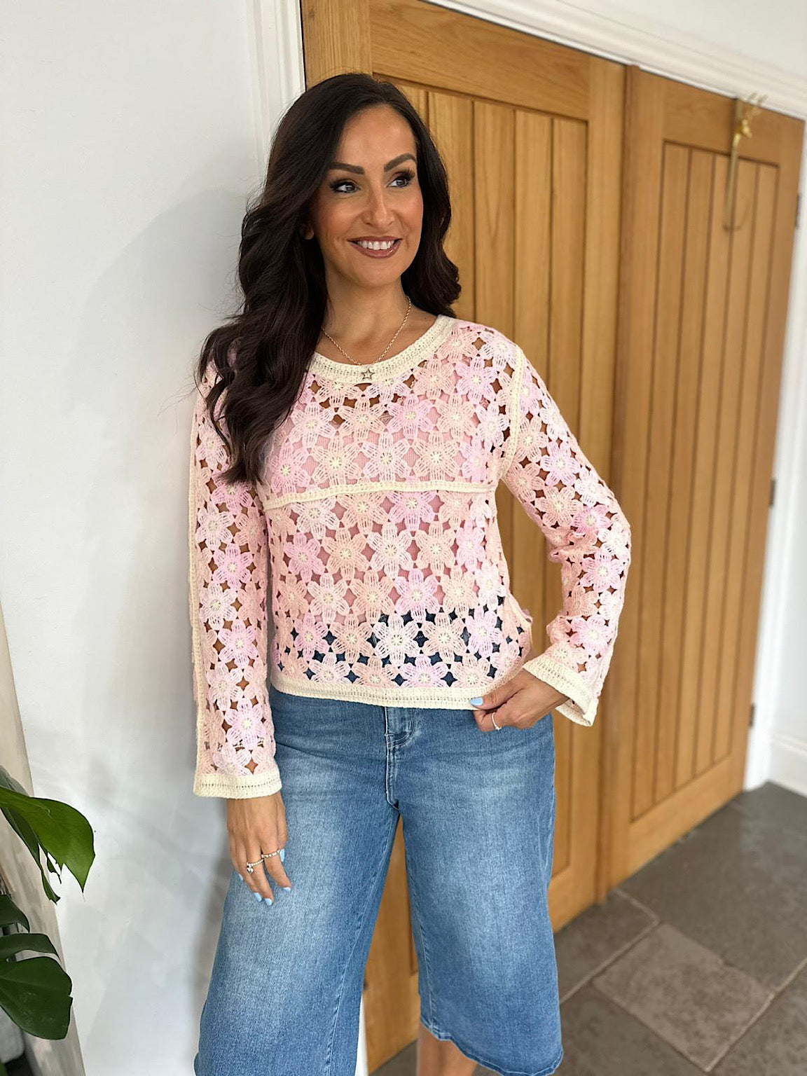 Pink Floral Bloom Crochet Knit Alissa – Tillett's