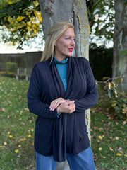 Black Soft Drape Cardi Flora