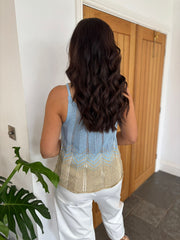 Blue Lurex Chevron Knit Vest Tina