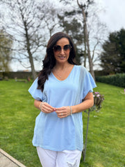 Denim Net Side Panel Top Willow