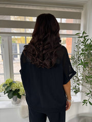 Black Bubble Cotton Trouser Set Hayley