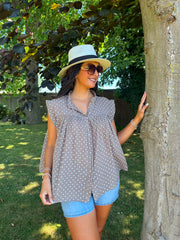 Mocha Polka Dot Top Ashley