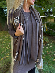 Chocolate Soft Drape Cardi Flora