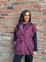 Wine Cream Quilted Gilet Hollie