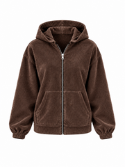 Chocolate Velour Zip Hoodie Jaiya