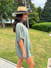 Khaki Embroidered Floral Top Frankie