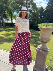 Wine Polka Dot Skirt Amy