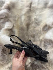 Black Kitten Heel Bow Shoes