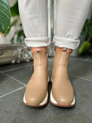 Tan Chunky Wedge Boots