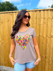 Mocha Confetti Heart Tee Eliza