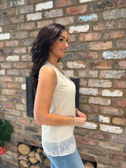 Stone Ribbed Lace Trim Vest Primrose