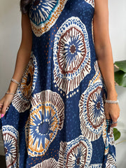 Navy Patterned Dress Odette
