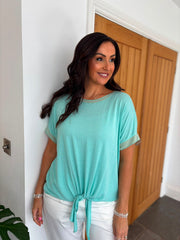 Aqua Shimmer Trim Tie Top Perry