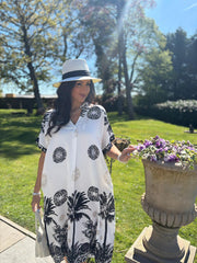 Black Medallion Palm Dress Janey