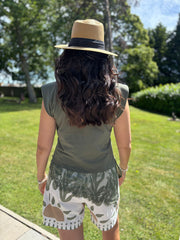Khaki Lace Hem Top Yasmin