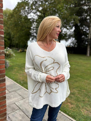 Winter White Flower Knit Alissa