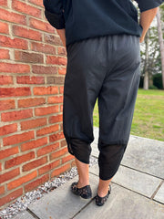 Black Mesh Detail Barrel Leg Trousers Parker