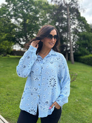 Denim Paisley Bubble Cotton Shirt Alina