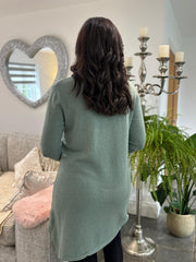 Sage Chevron Knit Jumper Dress Kelly