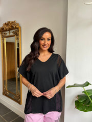 Black Net Side Panel Top Willow