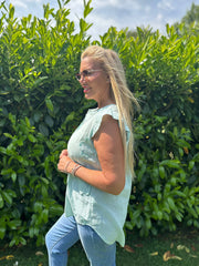 Mint Floral Frill Sleeve Top Chrissy