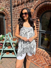 Black Botanical Print Vest Annie