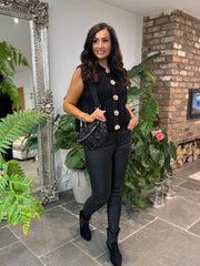 Black Chunky Knit Waistcoat Clara