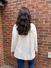 Antique Cream Fringed Pocket Knit Ruth